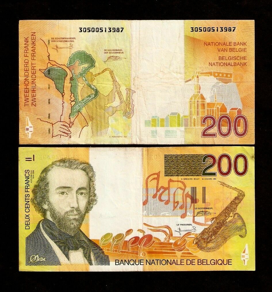 Belgium-200-Francs-P148-1995-Euro-A-Sax